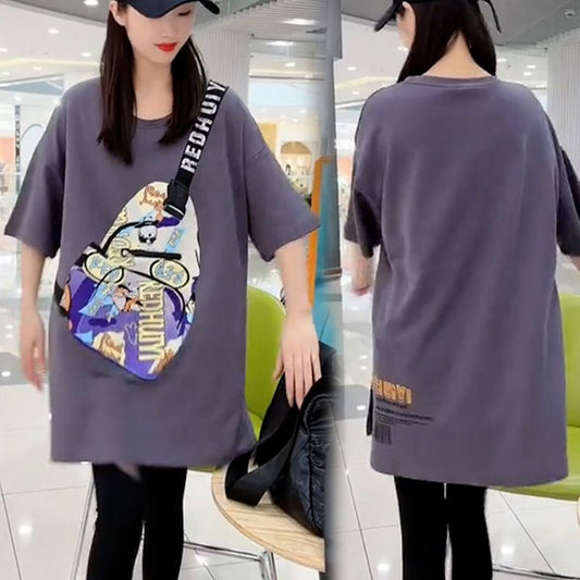 ✨Unik crossbody-väska för kvinnor Kortärmad T-shirt med blixtlåsficka