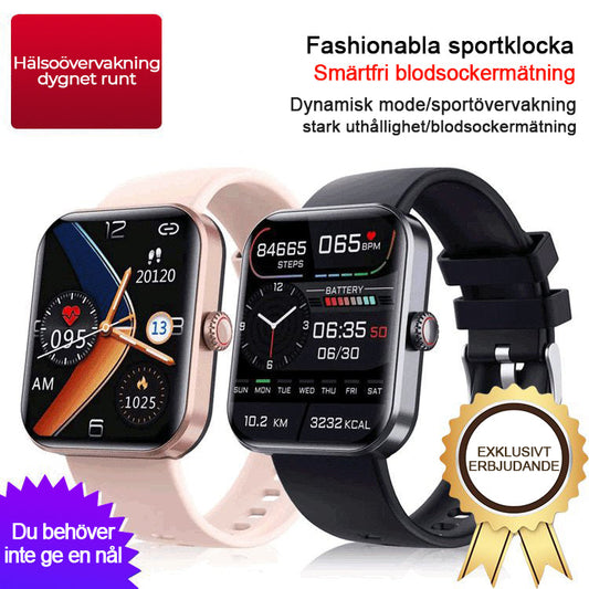 [Hjärtfrekvens- och blodtrycksmätning under hela dagen] Fashionabla smartklocka med Bluetooth