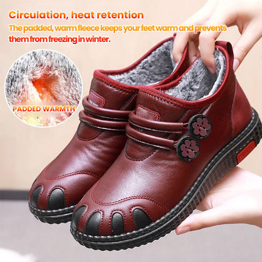 🔥Sista dagen rea 49%🔥Tjocka varma platta skor i läder